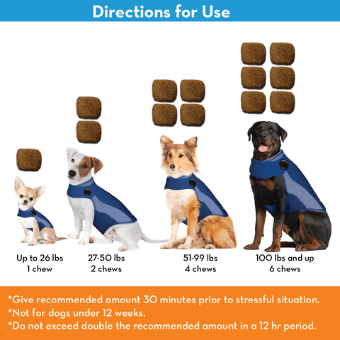 Image of ThunderWunders Dog Calming Chews | Thiamine, L-Tryptophan, Melatonin and Ginger | Can Help Relieve Stress from Separation, Storms, Fireworks & Travel