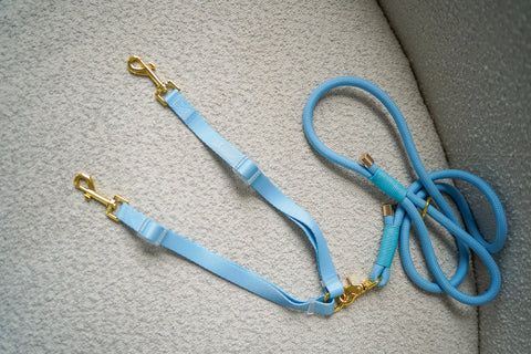 Image of Cavology Braided Nylon Rope 5 ft Leash And Matching Multidog Coupler Splitter Attachment