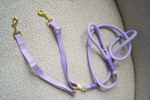 Image of Cavology Braided Nylon Rope 5 ft Leash And Matching Multidog Coupler Splitter Attachment