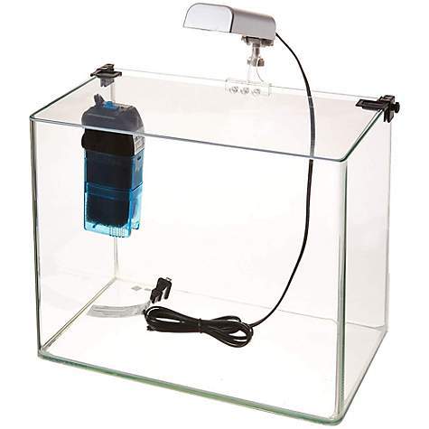 Penn-Plax Water World Radius Curved Corner Glass Aquarium Kit, 7.5-Gallon